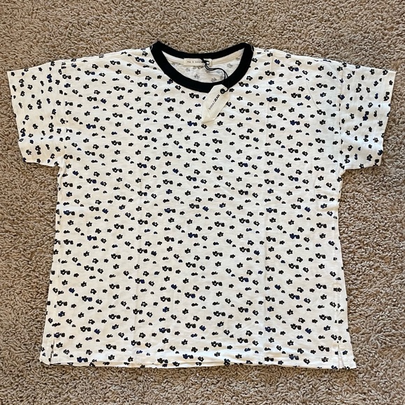rag & bone Tops - Rag & Bone Ditsy Floral Short Sleeve T-Shirt White Black Size Medium